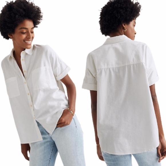 Madewell NWT Pure White Cotton Courier Shirt M - Picture 2 of 10